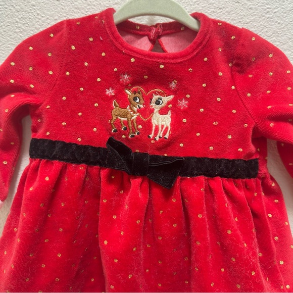4/$20 Baby girl Rudolph the Red Nose Reindeer Christmas dress - Picture 3 of 9